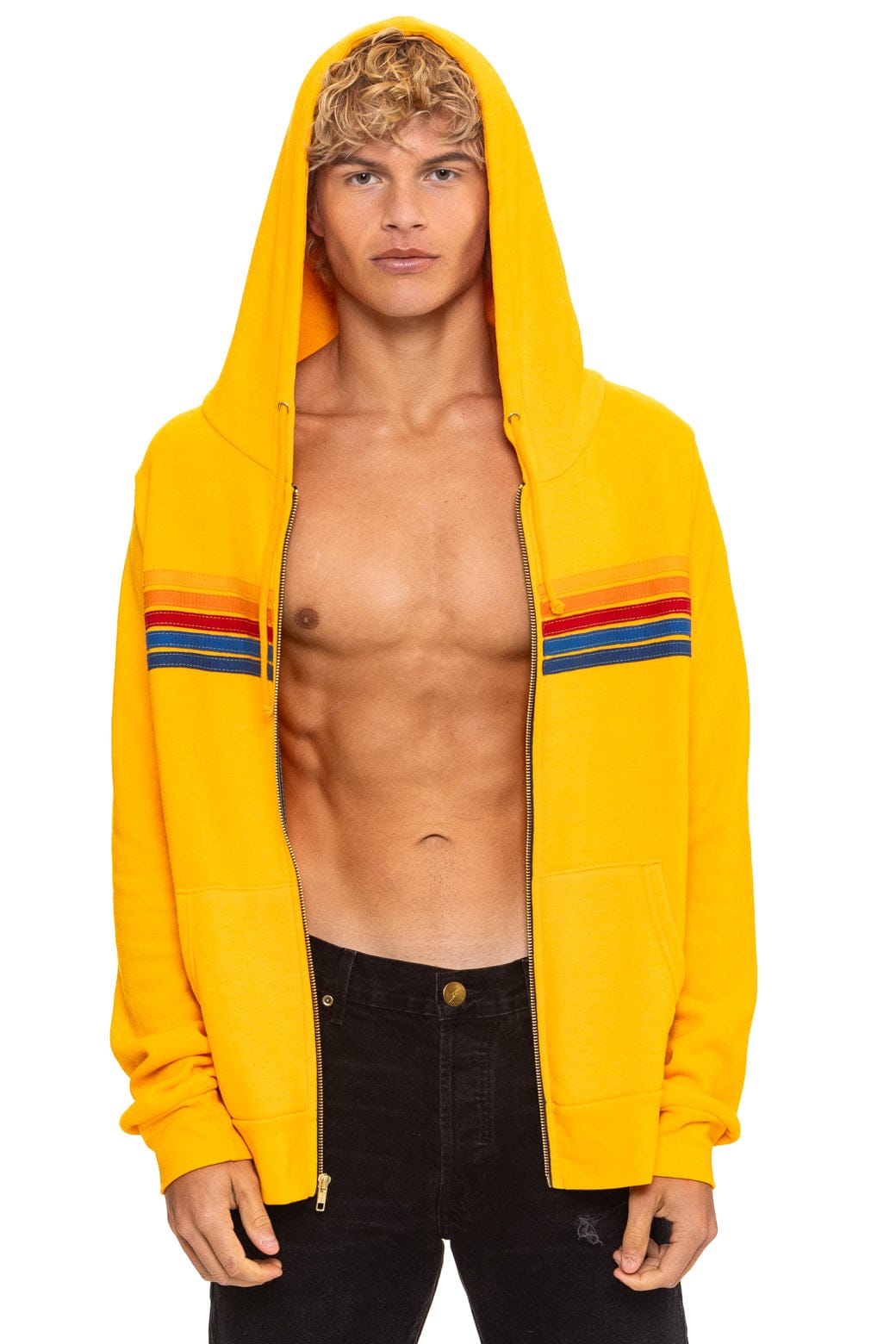 5 STRIPE HOODIE - GOLD