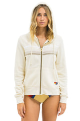 5 STRIPE HOODIE - VINTAGE WHITE // WHITE GREY