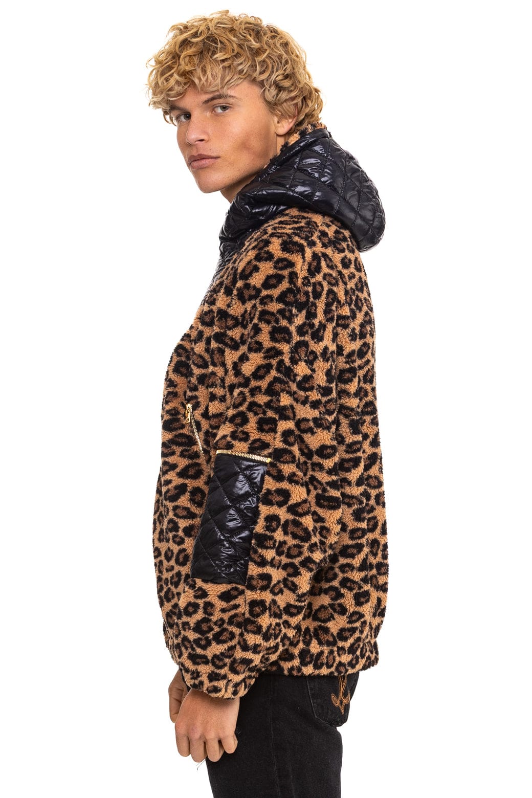 TEDDY UNISEX OVERSIZED HOODED FULL ZIP JACKET - CHEETAH