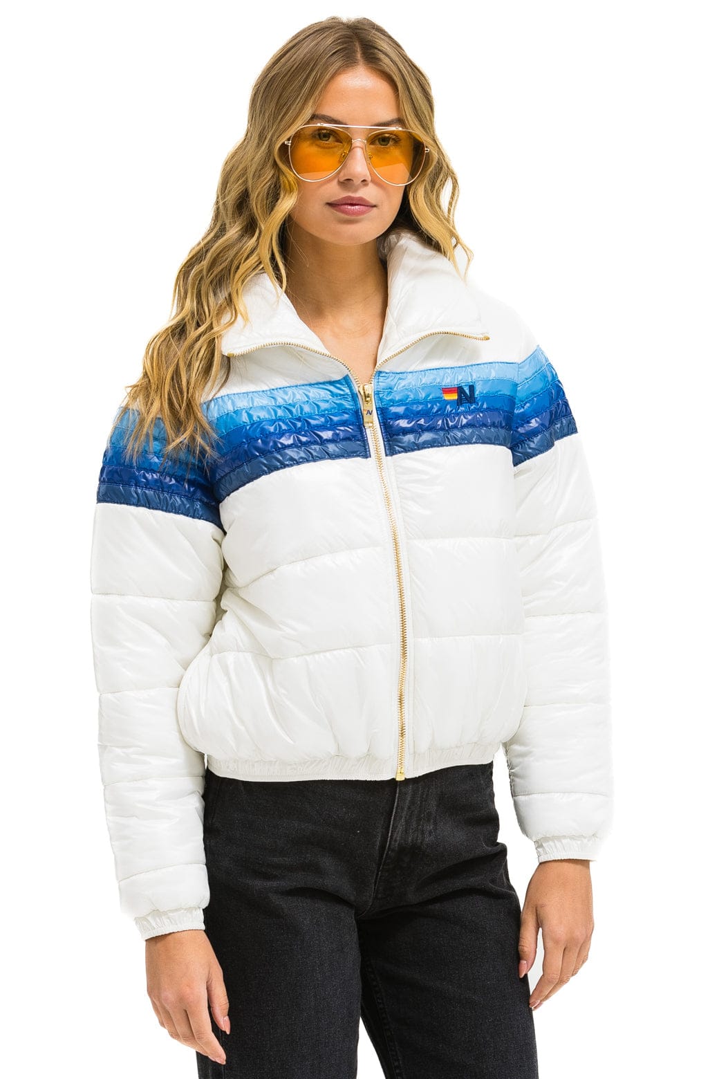 5 STRIPE APRES JACKET - GLOSSY WHITE // BLUE STRIPES
