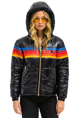 5 STRIPE TREKKER JACKET - GLOSSY BLACK