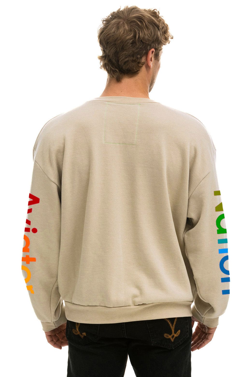 AVIATOR NATION MIAMI RELAXED CREW SWEATSHIRT - SAND