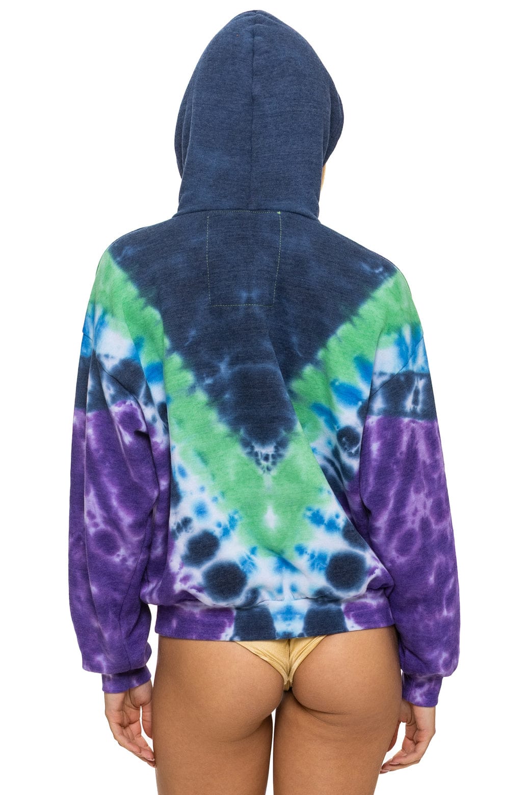 HAND DYED V RELAXED PULLOVER HOODIE - TIE DYE MIDNIGHT // PURPLE