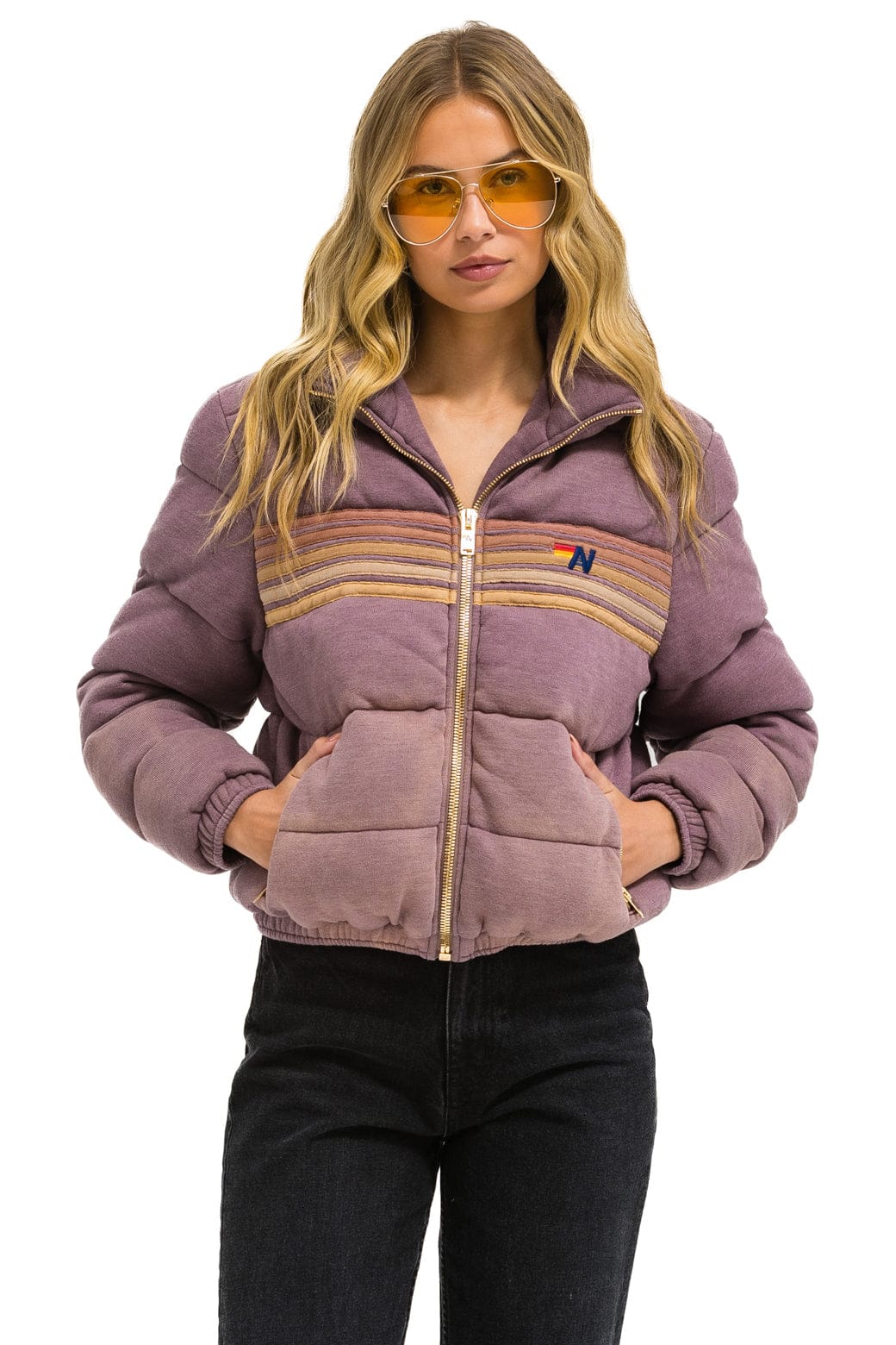 5 STRIPE FADED APRES JACKET - FADED MOCHA