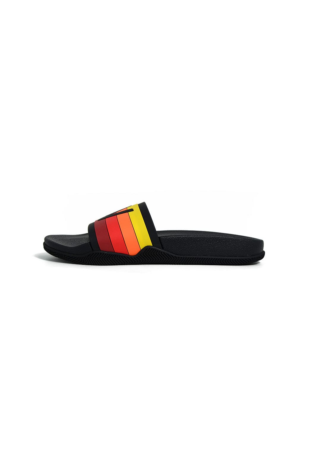 AVIATOR NATION LOGO RAINBOW 4  STRIPE SLIDES - BLACK
