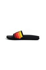 AVIATOR NATION LOGO RAINBOW 4  STRIPE SLIDES - BLACK