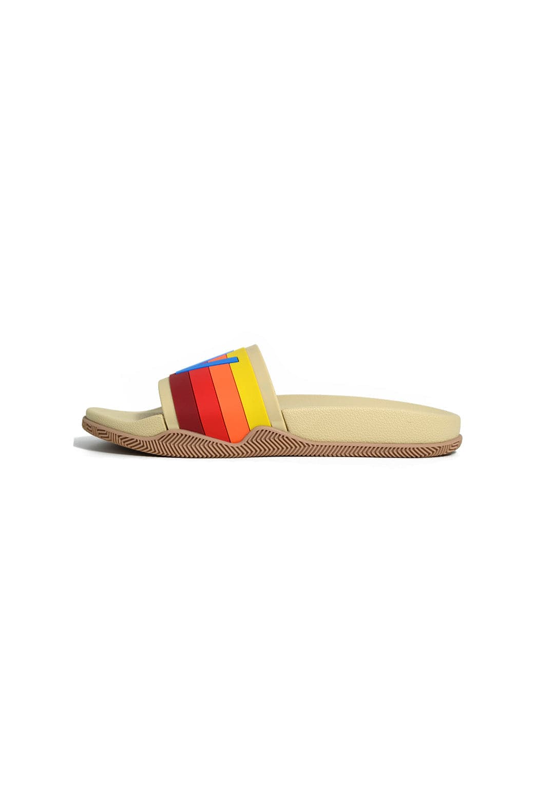 AVIATOR NATION LOGO RAINBOW 4  STRIPE SLIDES - VINTAGE WHITE