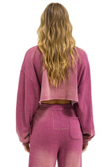 AN 3D CROPPED CREW SWEATSHIRT RELAXED - FADED BERRY