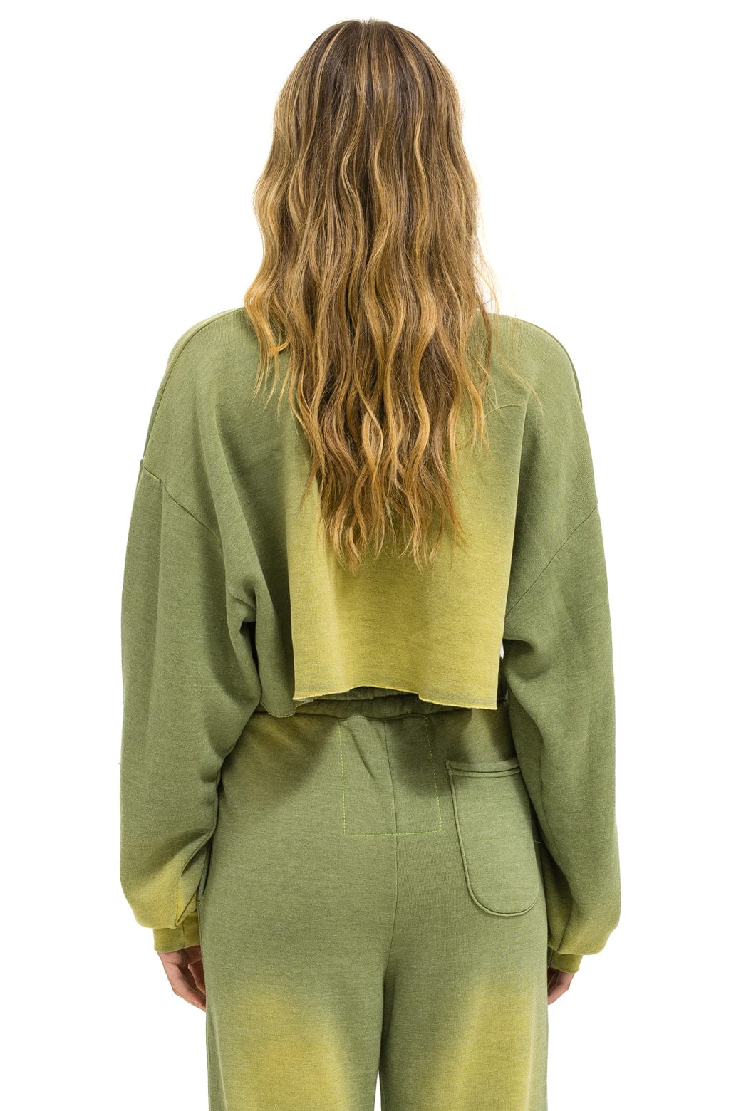 BOLT STITCH CROPPED CREW SWEATSHIRT RELAXED - FADED ARMY