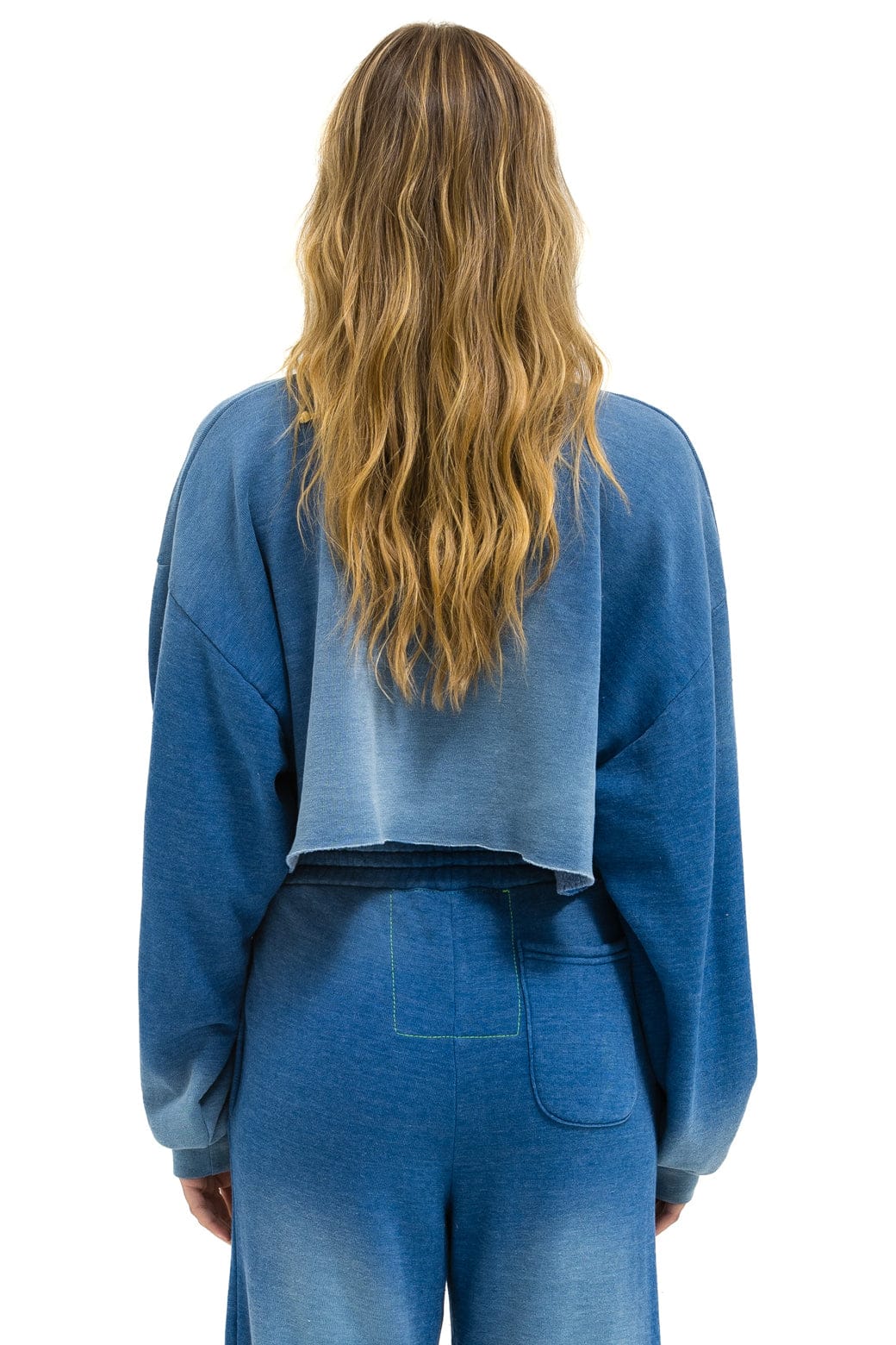 BOLT STITCH CROPPED CREW SWEATSHIRT RELAXED - FADED WATER
