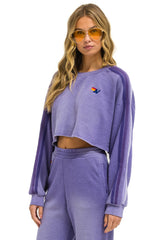 CLASSIC STRIPE CROPPED CREW SWEATSHIRT RELAXED - FADED GRAPE