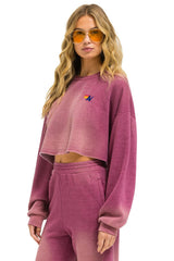 ESSENTIAL CROPPED CREW SWEATSHIRT RELAXED - FADED BERRY