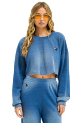 ESSENTIAL CROPPED CREW SWEATSHIRT RELAXED - FADED WATER