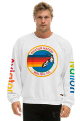 AVIATOR NATION MALIBU RELAXED CREW SWEATSHIRT - WHITE