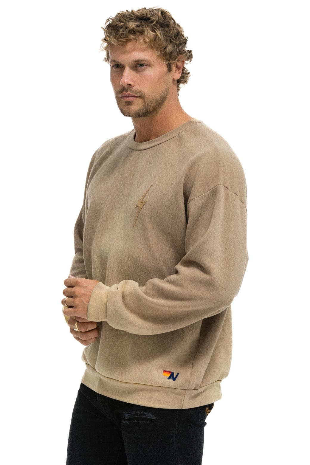 BOLT STITCH 2 RELAXED CREW SWEATSHIRT - FADED TAN