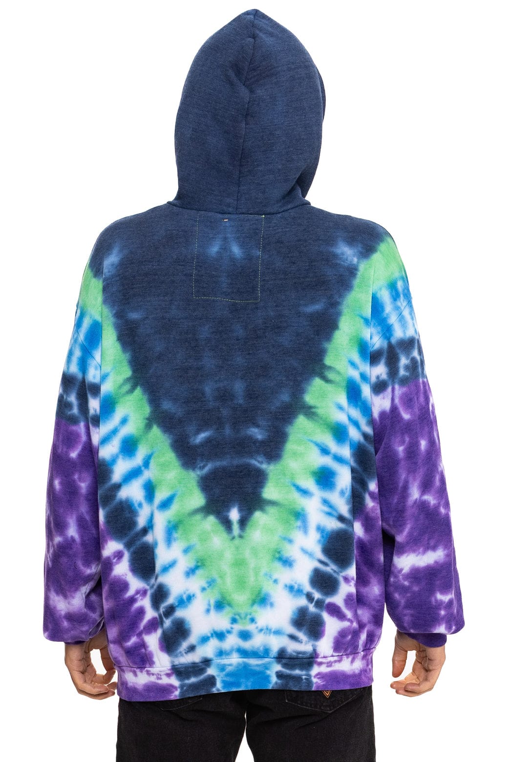 HAND DYED V RELAXED PULLOVER HOODIE - TIE DYE MIDNIGHT // PURPLE