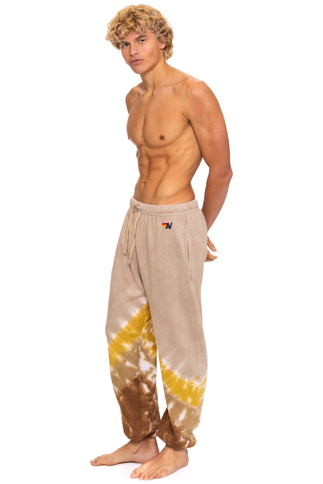 HAND DYED V SWEATPANTS - TIE DYE SAND // CINNAMON