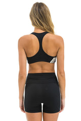 5 STRIPE 4 INCH HI-RISE BIKER SHORT - BLACK // SMOKE