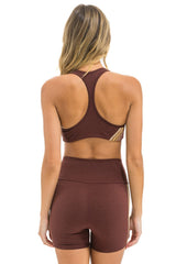 5 STRIPE 4 INCH HI-RISE BIKER SHORT - MOCHA