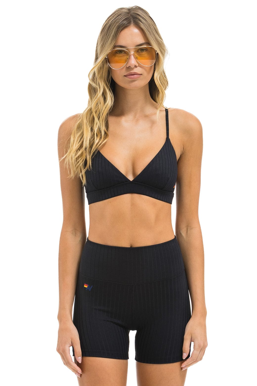 WIDE RIB 4IN HI-RISE BIKER SHORT - BLACK