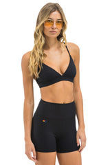 WIDE RIB 4IN HI-RISE BIKER SHORT - BLACK