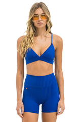 WIDE RIB TRIANGLE ADJUSTABLE SPORTS BRA - ROYAL
