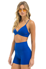 WIDE RIB TRIANGLE ADJUSTABLE SPORTS BRA - ROYAL