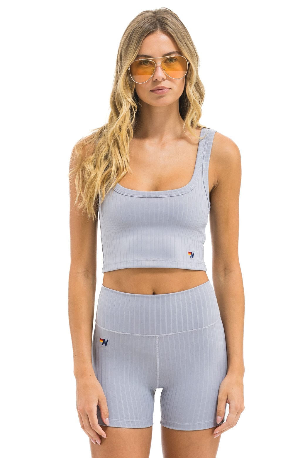 WIDE RIB WOMEN'S SCOOP BACK SPORTS TANK - LIGHT GREY