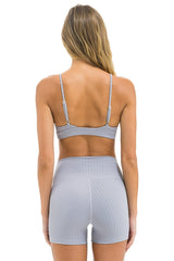 WIDE RIB 4IN HI-RISE BIKER SHORT - LIGHT GREY