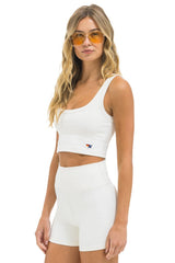 WIDE RIB WOMEN'S SCOOP BACK SPORTS TANK - VINTAGE WHITE