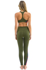 FULL LENGTH HI-RISE 5 STRIPE LEGGINGS - LEAF