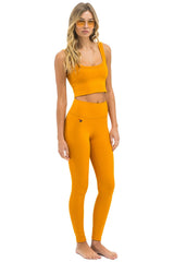 WIDE RIB FULL LENGTH HI-RISE LEGGINGS - GOLD
