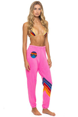 ALL SEASONS CIRCLE CHEVRON SWEATPANTS - NEON PINK