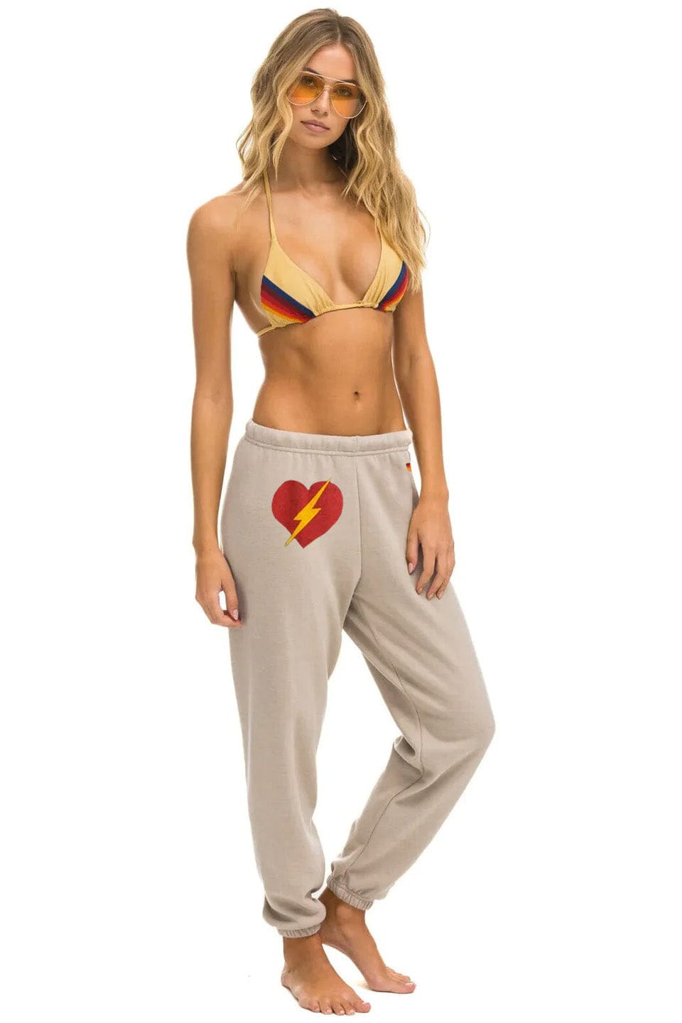 BOLT HEART SWEATPANTS - SAND