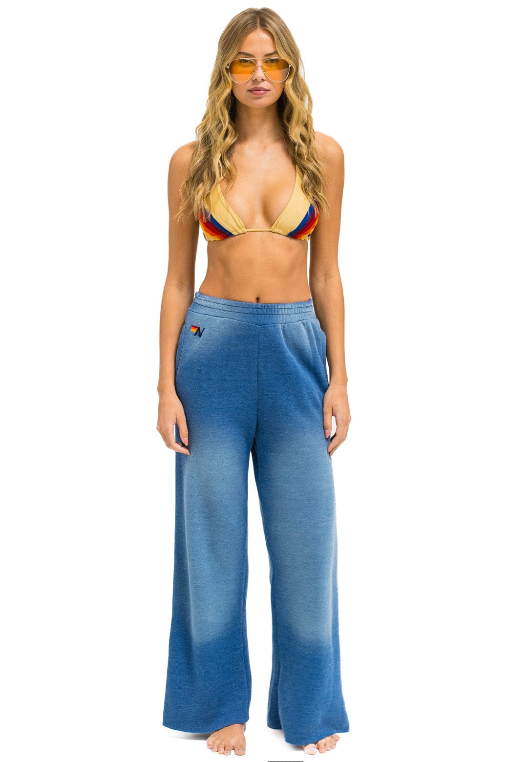 ESSENTIAL WIDE LEG POCKET SWEATPANTS - FADED WATER