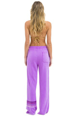 RUGBY STITCH WIDE LEG POCKET SWEATPANTS - NEON PURPLE // PURPLE