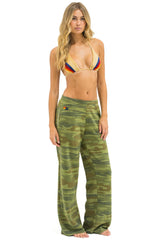 5 STRIPE WIDE LEG POCKET SWEATPANTS - CAMO // LIME // AQUA