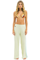 5 STRIPE WIDE LEG POCKET SWEATPANTS - LIME CREAM // SEAFOAM