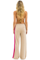 5 STRIPE WIDE LEG POCKET SWEATPANTS - SAND // PINK