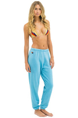 5 STRIPE SWEATPANTS - AQUA // WHITE NEON