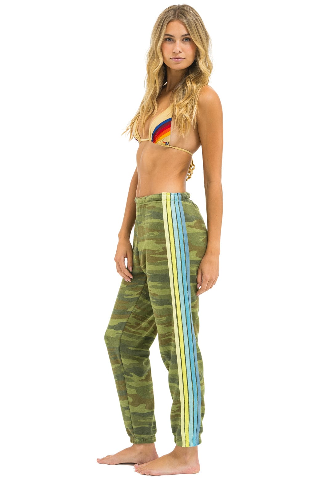 5 STRIPE SWEATPANTS - CAMO // LIME AQUA