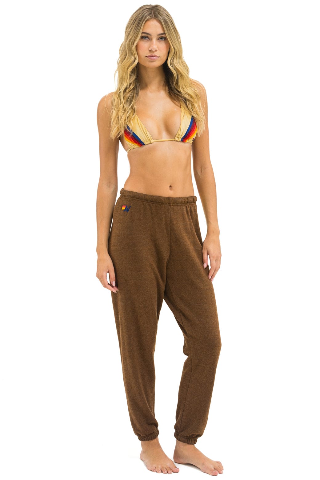 5 STRIPE SWEATPANTS - CHOCOLATE // WHITE NEON
