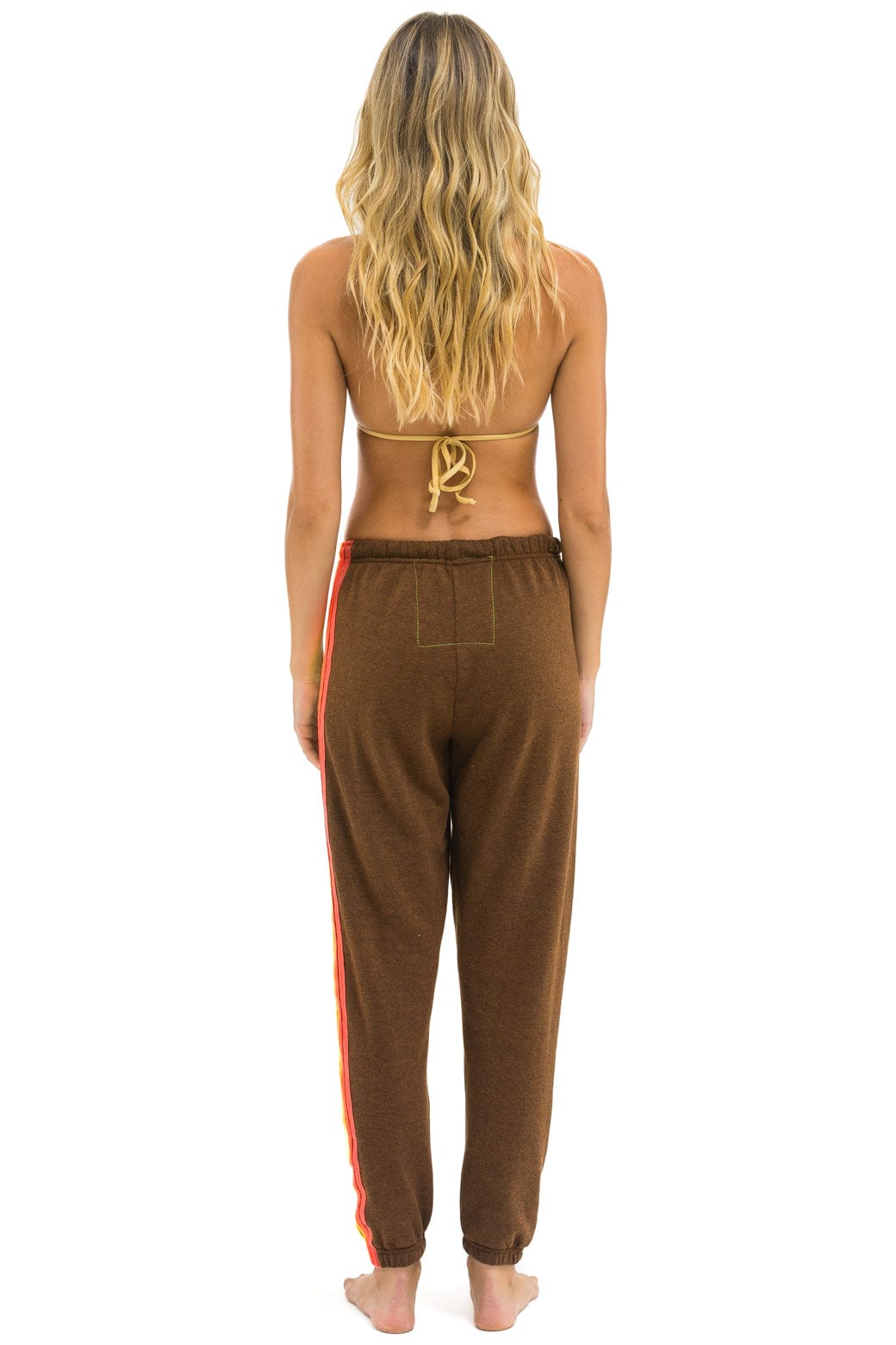 5 STRIPE SWEATPANTS - CHOCOLATE // WHITE NEON