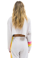 RUGBY STITCH CROPPED CREW SWEATSHIRT RELAXED - DOVE GREY // NEON