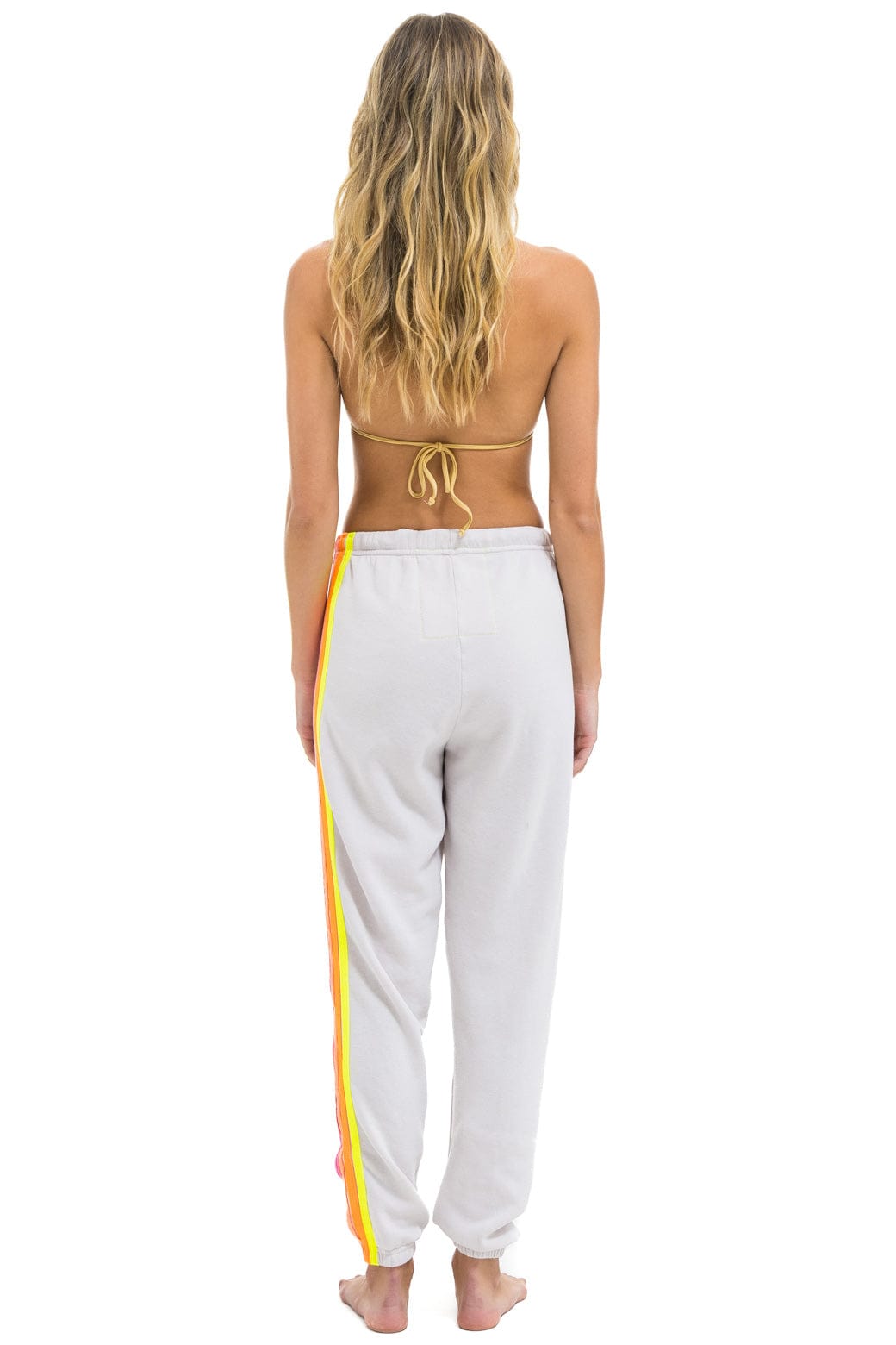 5 STRIPE SWEATPANTS - DOVE // NEON