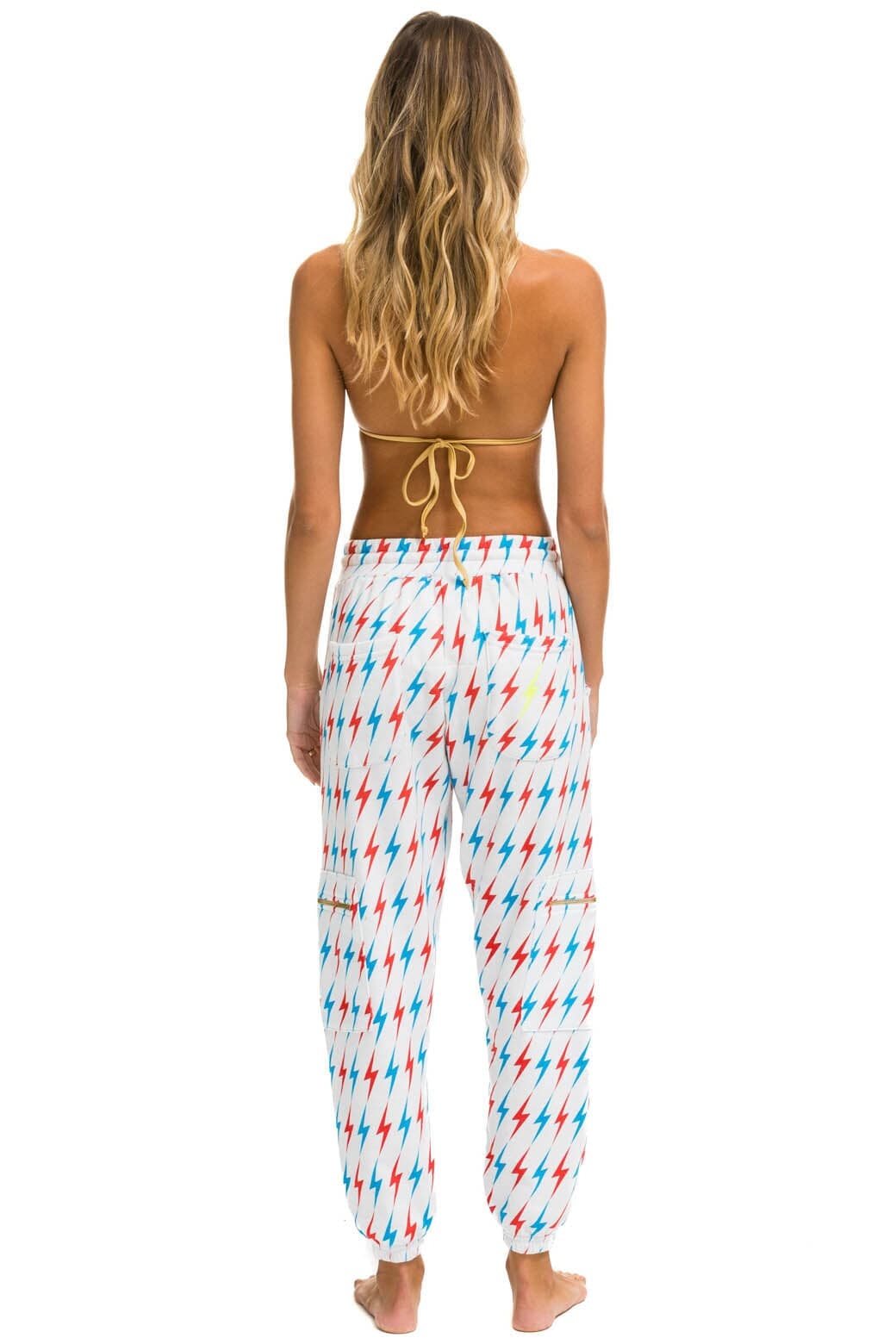 AVIATOR BOLT EMBROIDERY CARGO SWEATPANTS - WHITE // USA