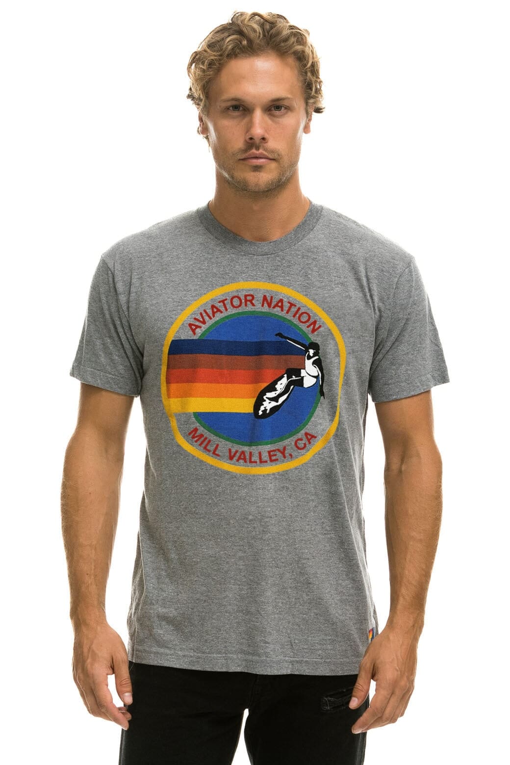 AVIATOR NATION MILL VALLEY TEE - HEATHER GREY