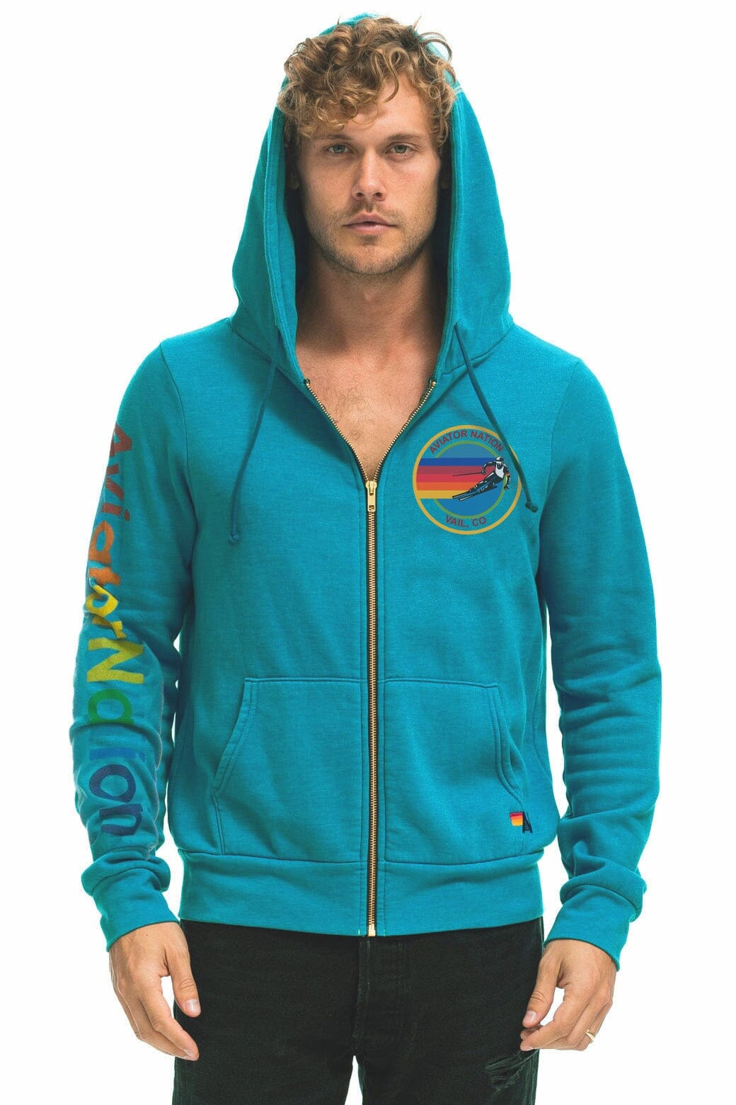 AVIATOR NATION VAIL ZIP HOODIE - TEAL