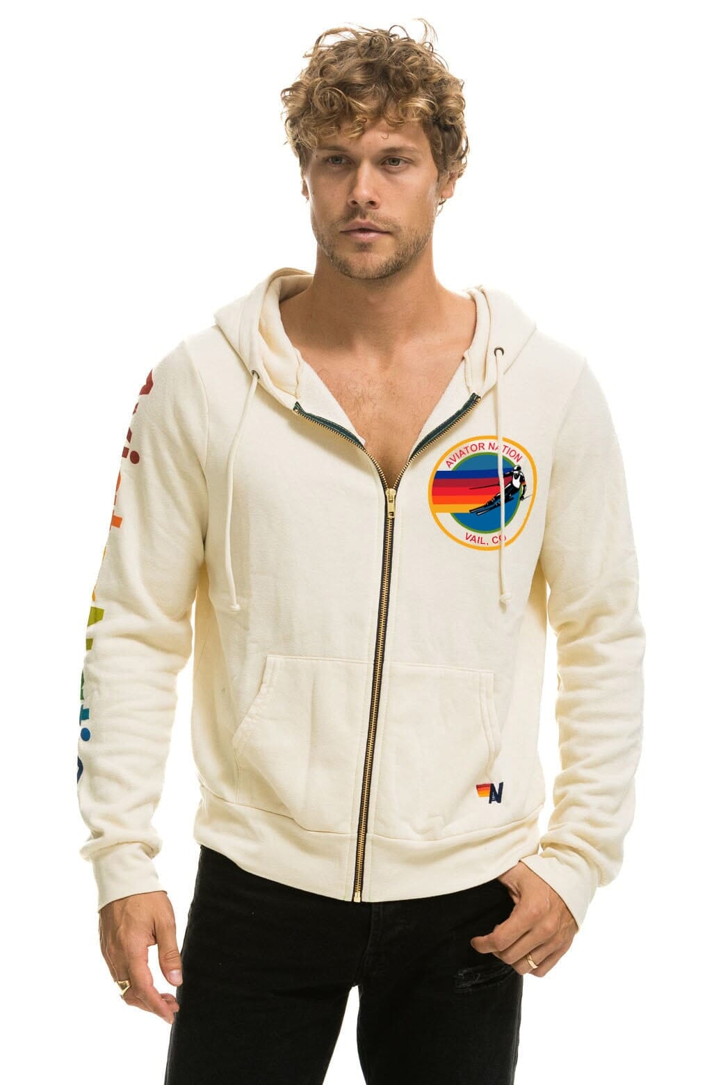 AVIATOR NATION VAIL ZIP HOODIE - VINTAGE WHITE