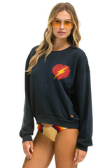 BOLT HEART RELAXED CREW SWEATSHIRT - CHARCOAL